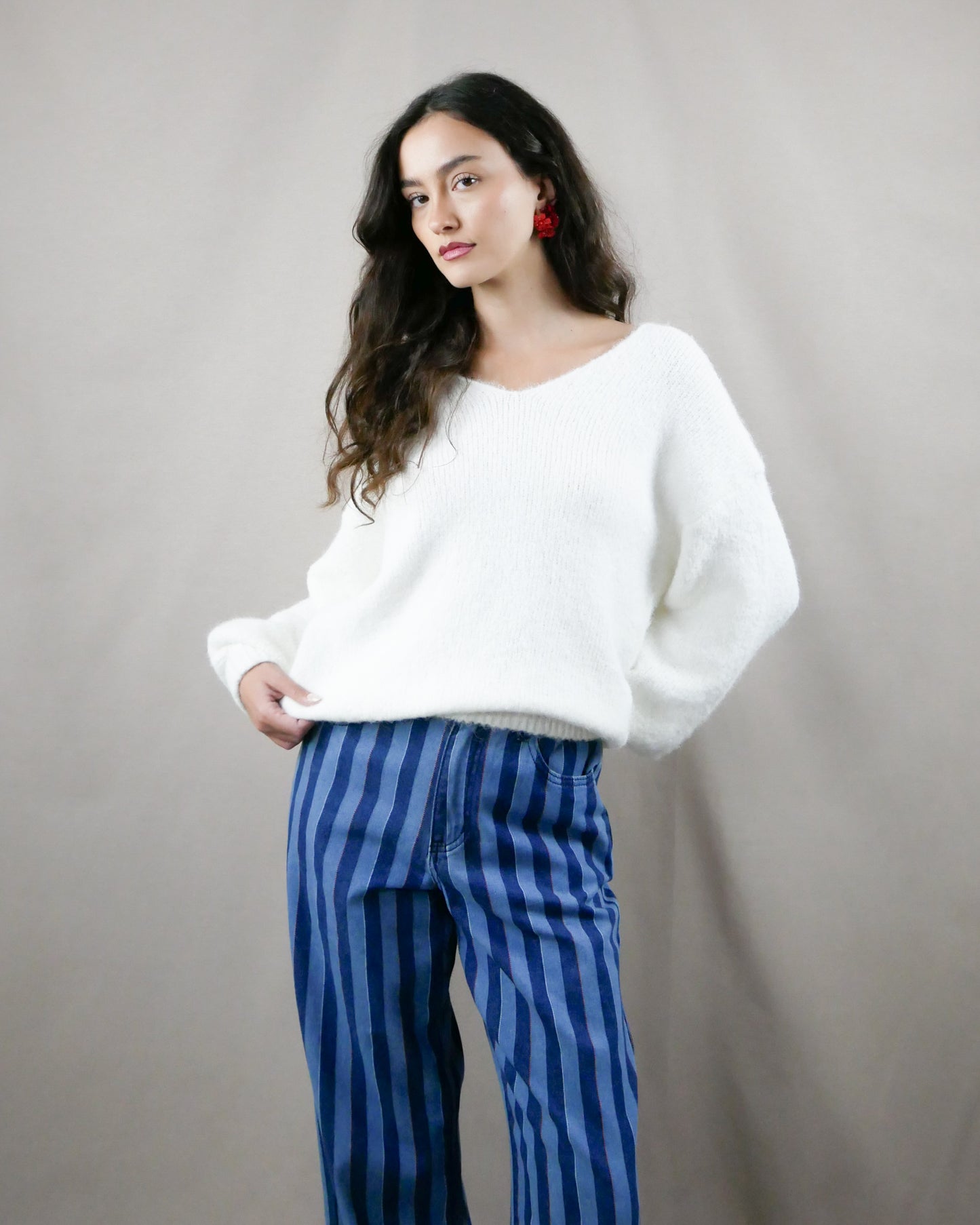 knitted top with bow