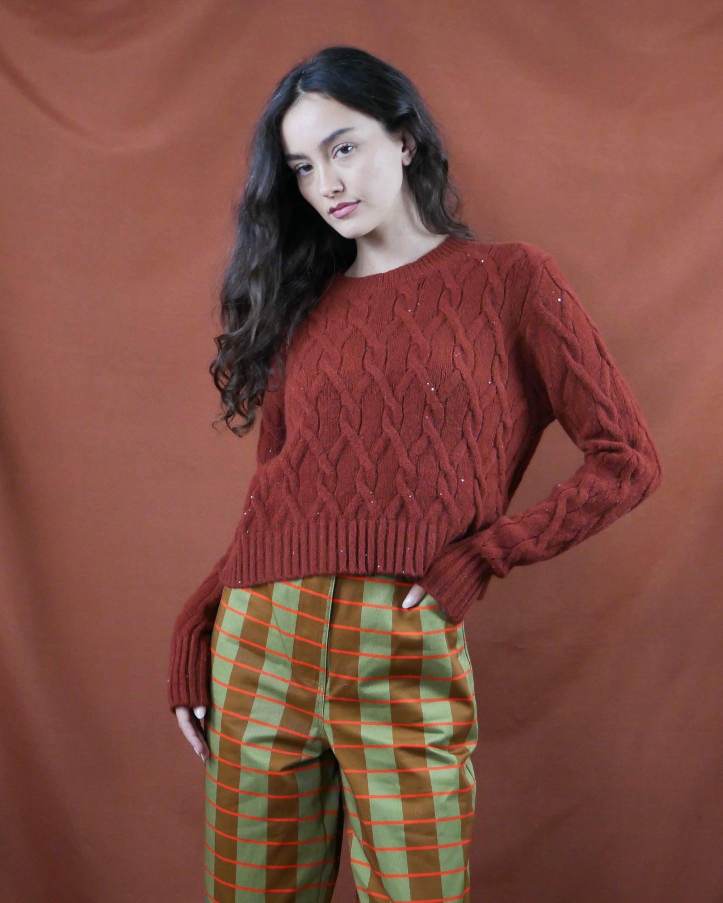 rust knit sweater