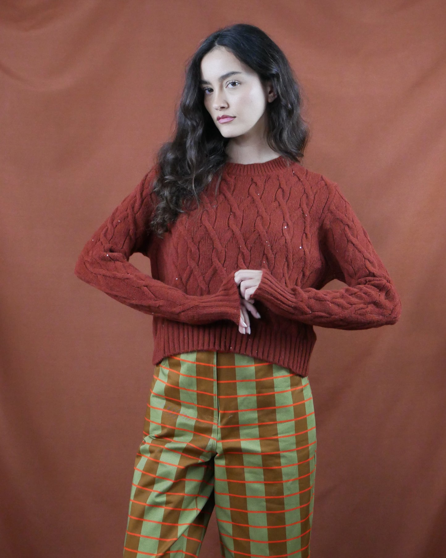 rust knit sweater