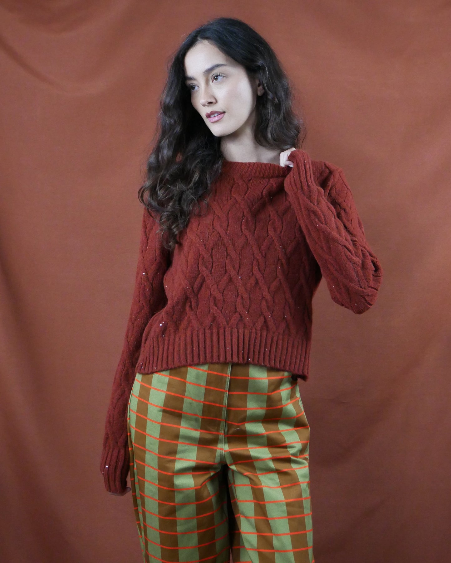 rust knit sweater
