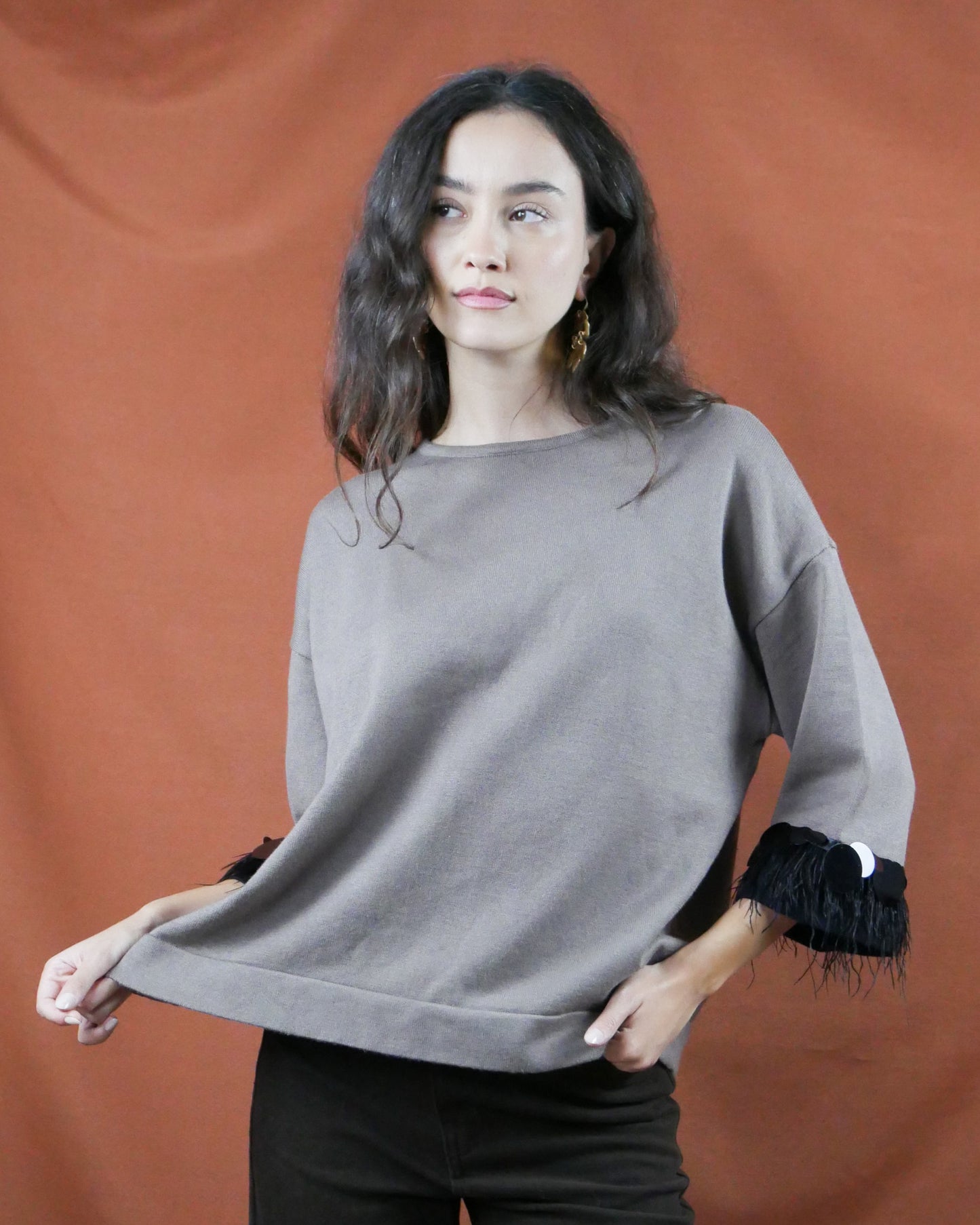 three-quarter sleeve top