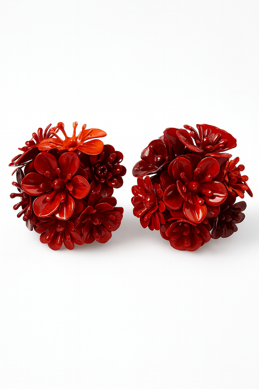 red flowers earrings