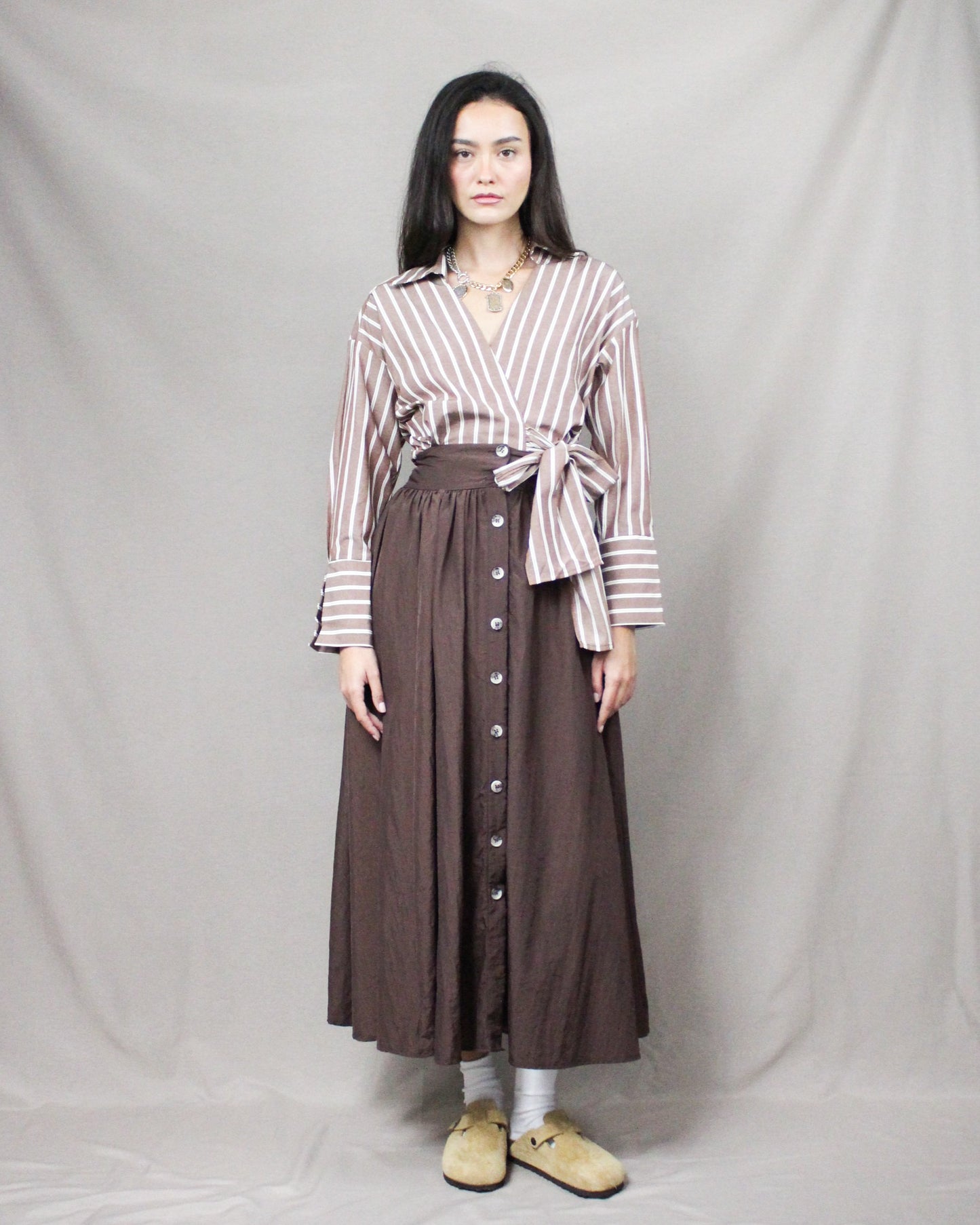 long button skirt