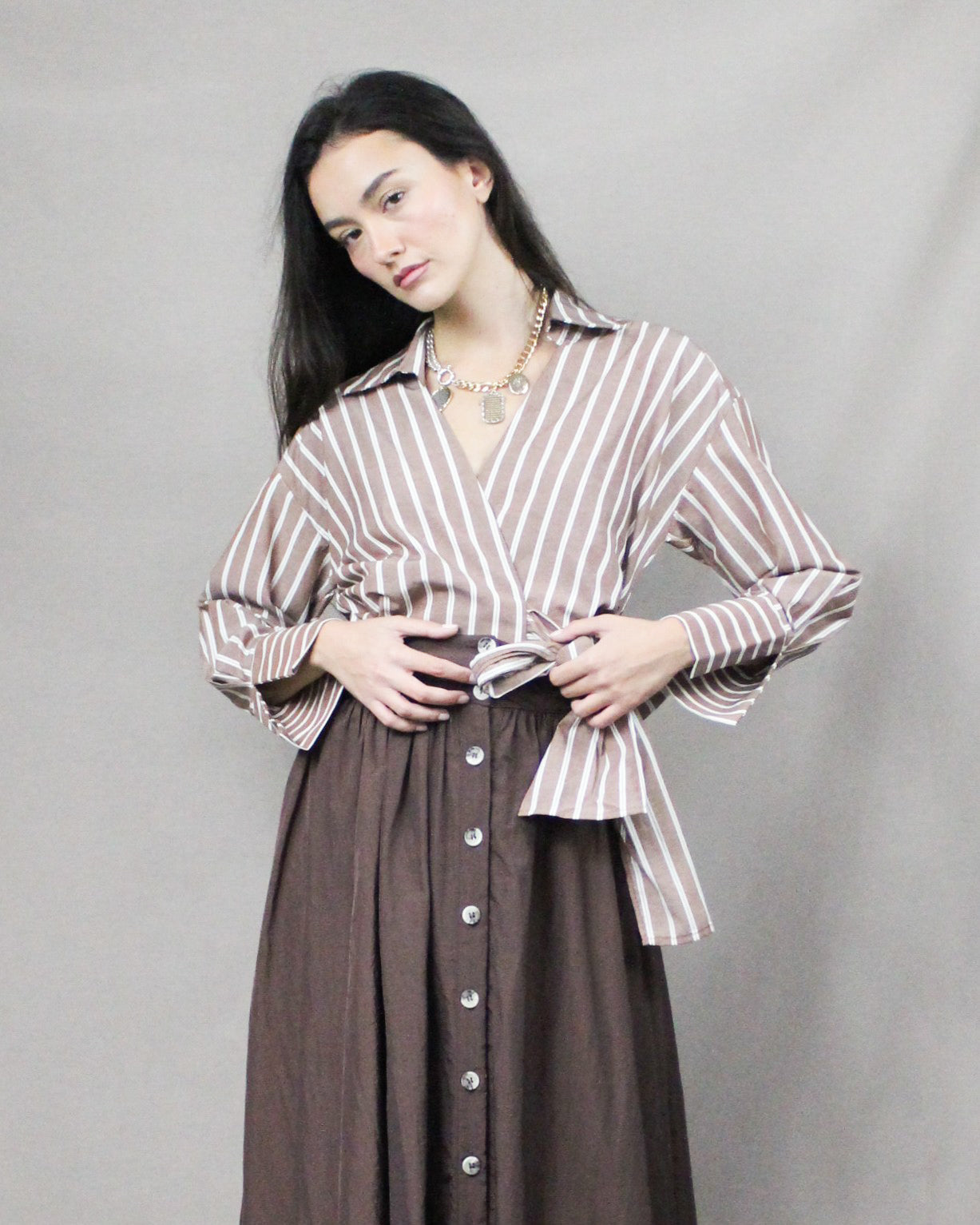 brown stripes shirt