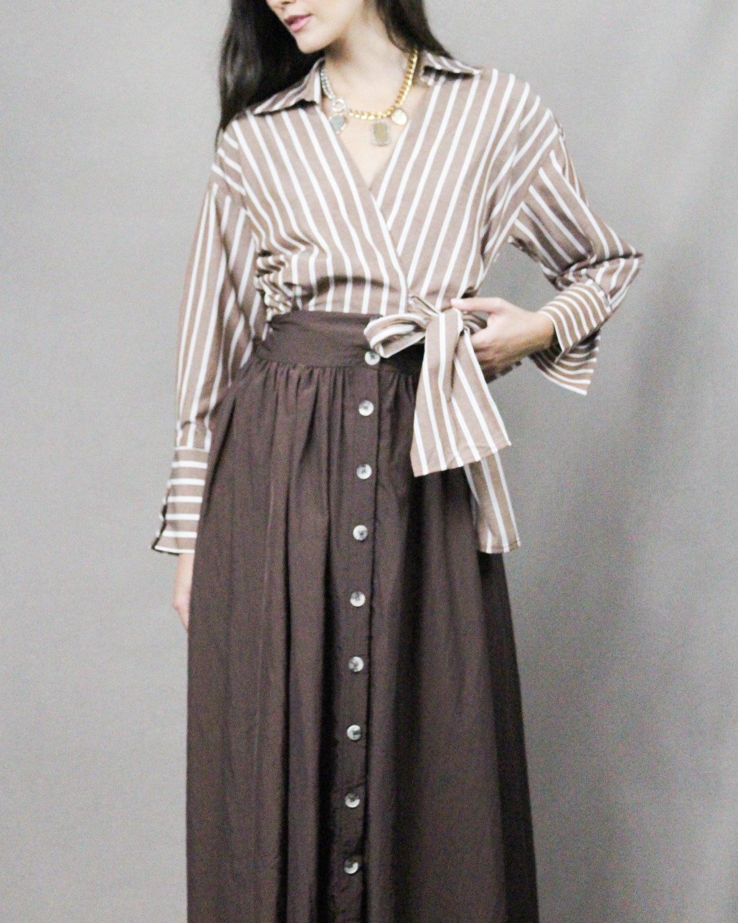 long button skirt