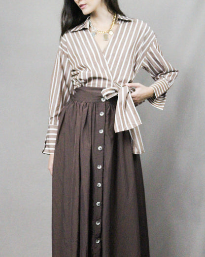 long button skirt