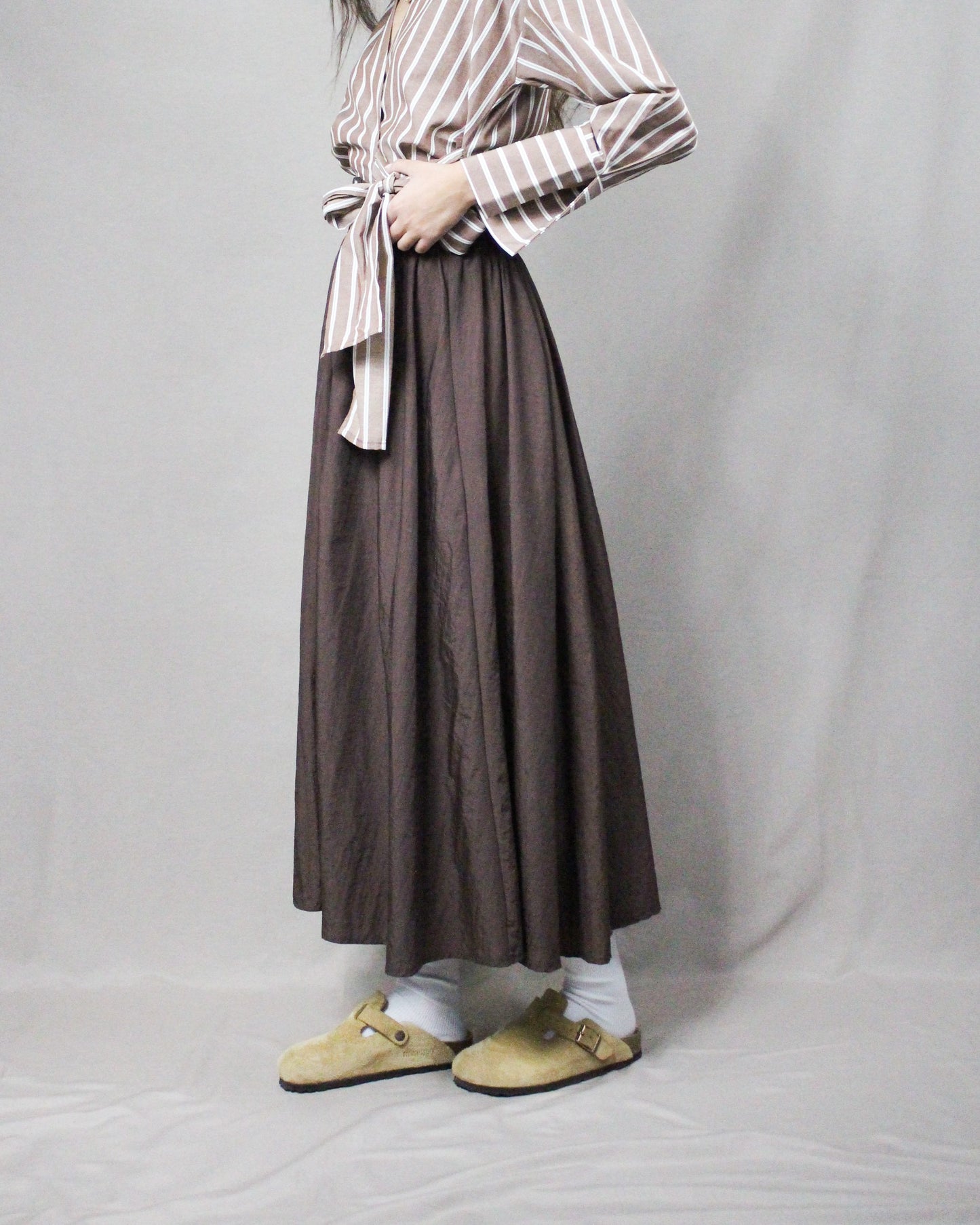 long button skirt