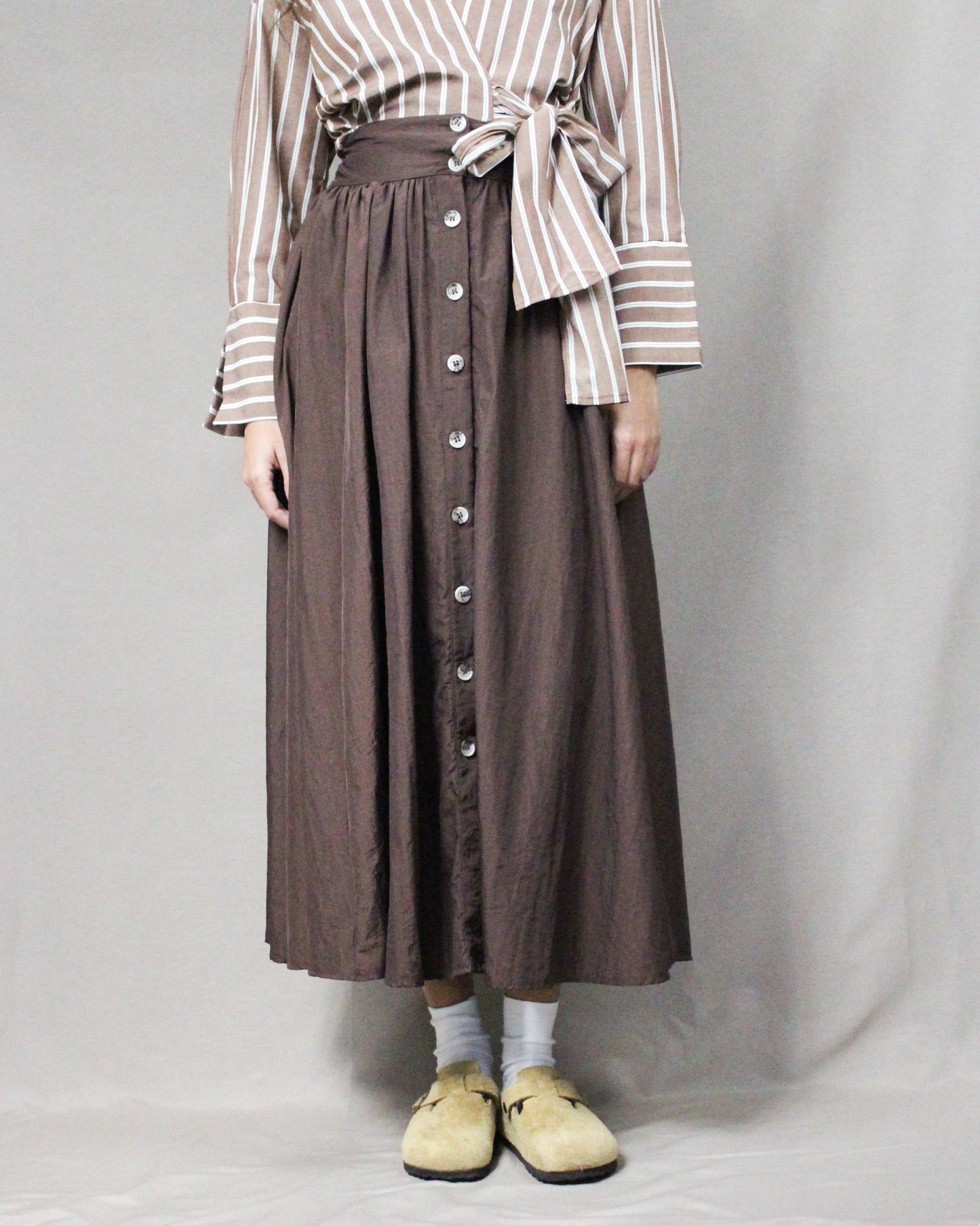 long button skirt