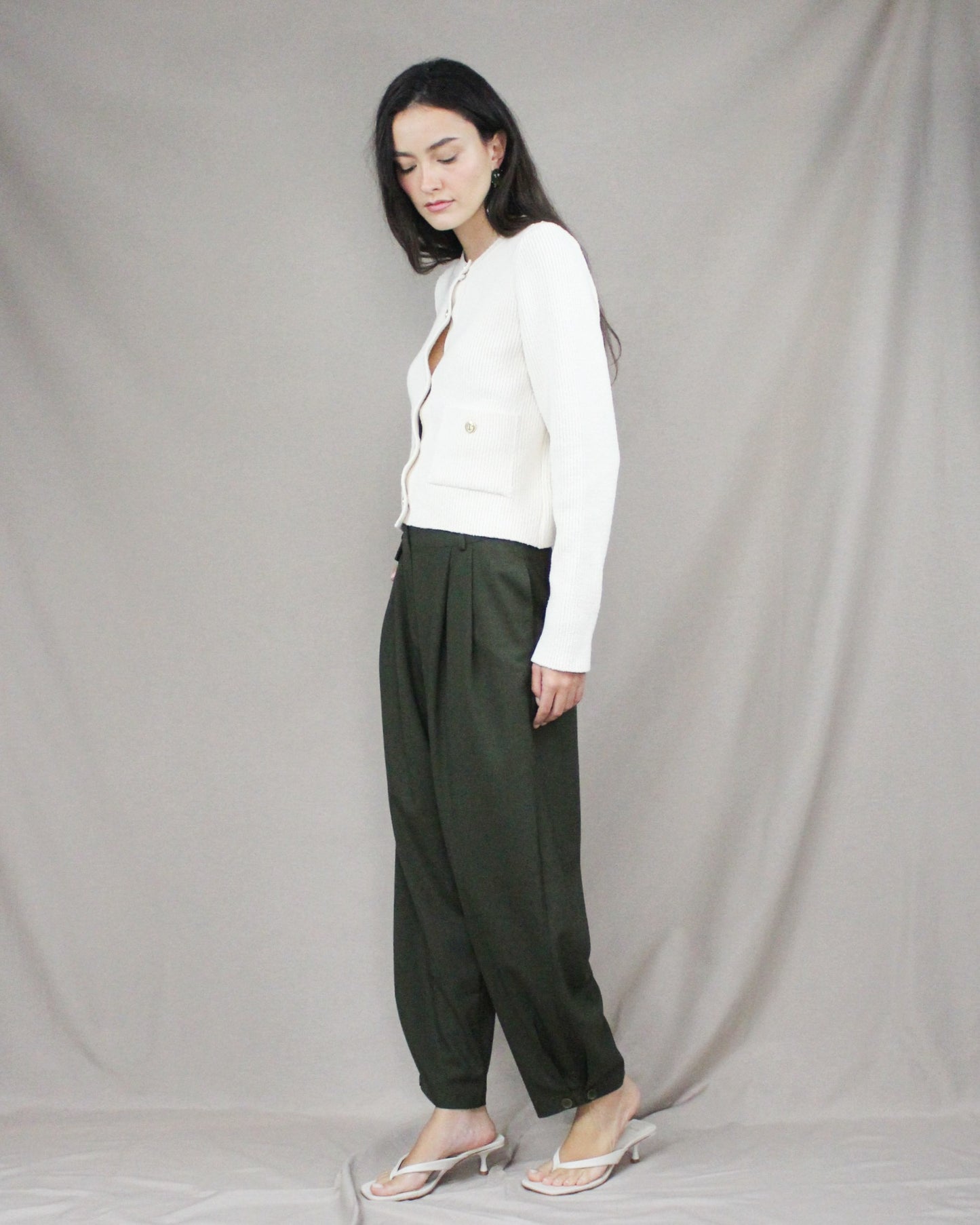 Khaki Pleated Trousers