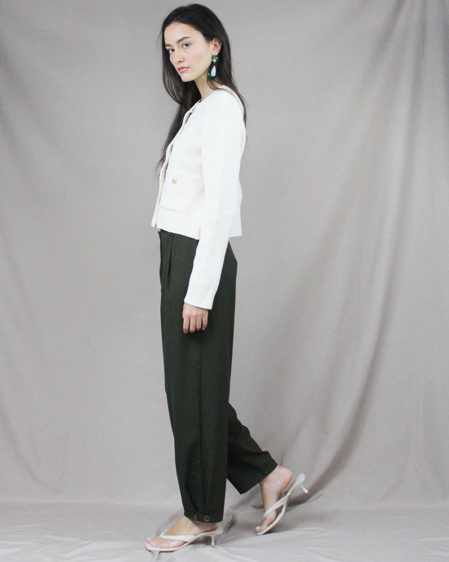 Khaki Pleated Trousers