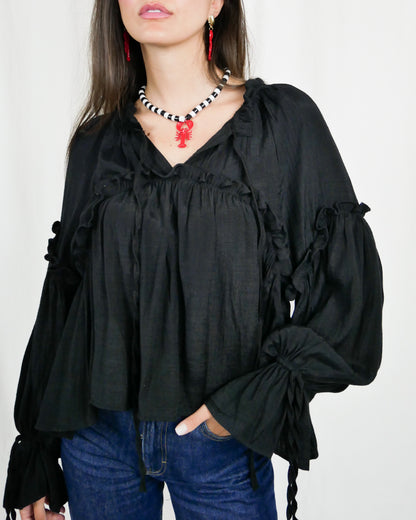BLACK RELAXED TOP