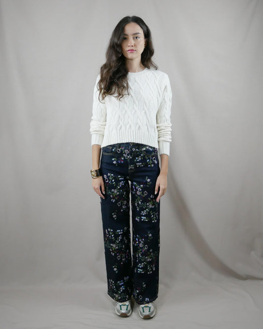 white knit sweater