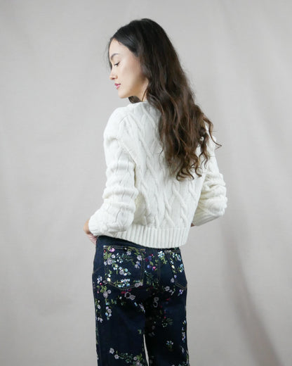 white knit sweater
