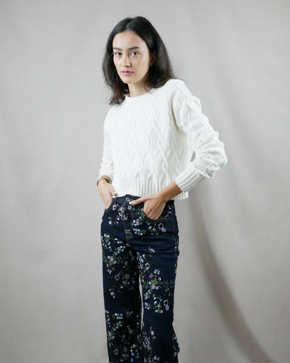 white knit sweater